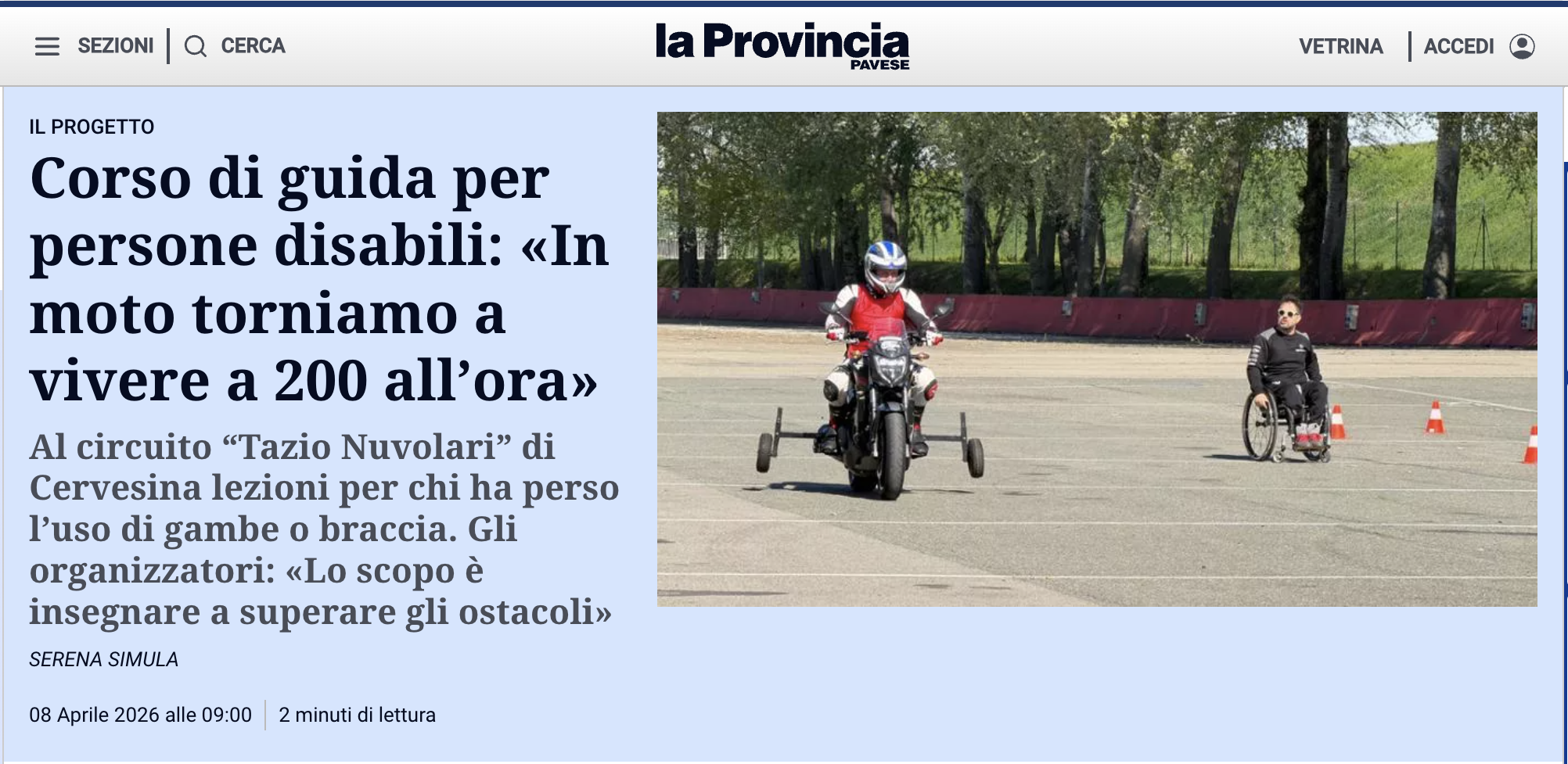 Corso di moto per disabili
